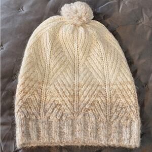 Lauren Ralph Lauren Beanie Women's Cream Grey Wool Mohair Outdoor Lightweight